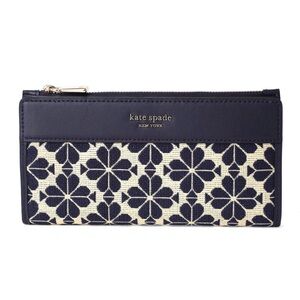 NWT Kate Spade Navy and Cream Floral Jacquard Wallet